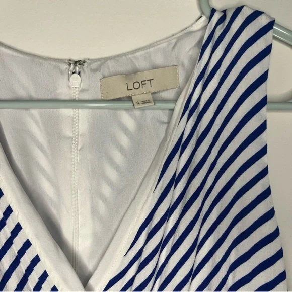 Loft - Blue and White Striped Dress - Size 0 - Picture 4 of 9